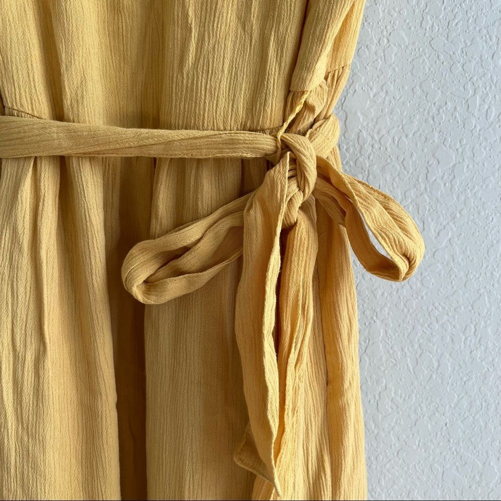 New Joie yellow sleeveless Tiered Maxi Dress Embroidered derail, v-neck - Picture 8 of 10